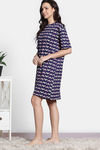 Zivame 2 Mile Fashion Knit Cotton Oversized Knee Length Loungewear Dress- Medieval Blue — thumbnail 4